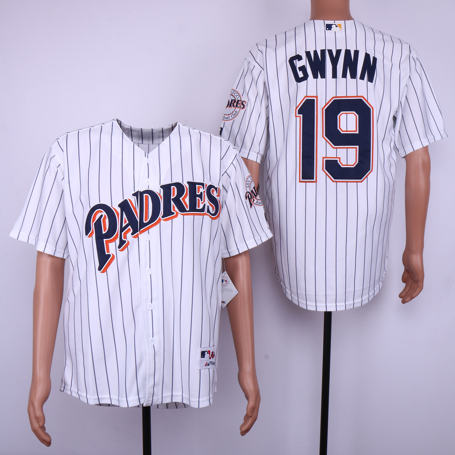 Men San Diego Padres #19 Gwynn White Throwback MLB Jerseys->san diego padres->MLB Jersey